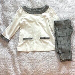 Janie and Jack Girls size 8 | Pant and Shirt Set | Grey Winter Plaid | Cotton